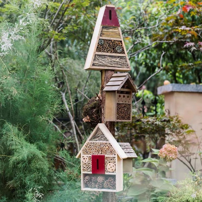 garden decoration Insect hotels  solar light up outdoor LED light artificial plants 5